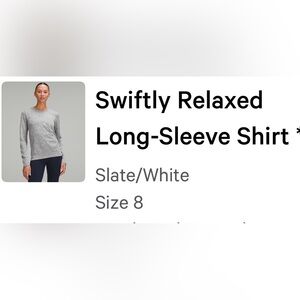 lululemon athletica Gray swiftly tech relaxed long sleeve